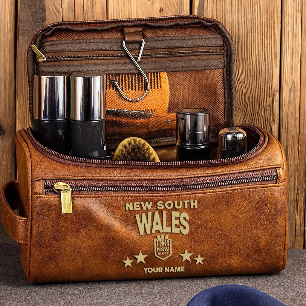 LIMITED EDITION - NEW 19 NSW MEN'S LEATHER TOILETRY BAG CUSTOM NAME PERFECT GIFT FOR FAN