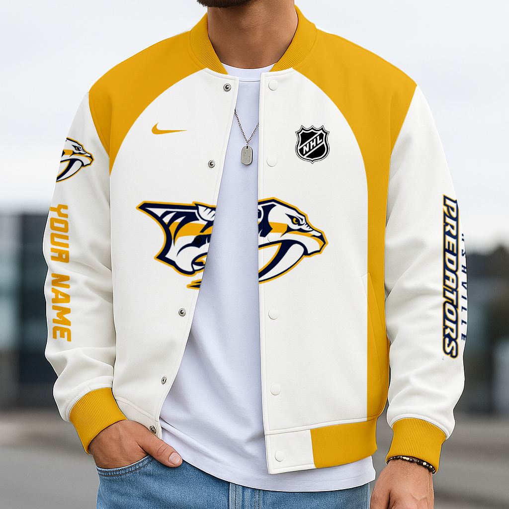 LIMITED EDITION - NEW CUSTOMIZED NHL31 NVP NASHVILLE PREDATORS BASEBALL JACKET