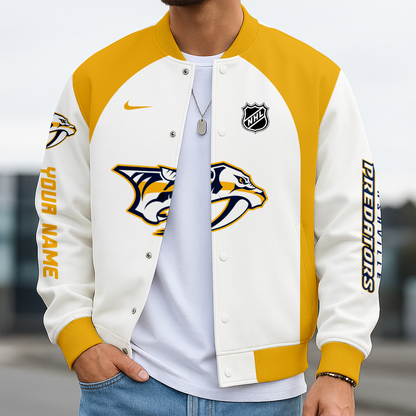 LIMITED EDITION - NEW CUSTOMIZED NHL31 NVP NASHVILLE PREDATORS BASEBALL JACKET