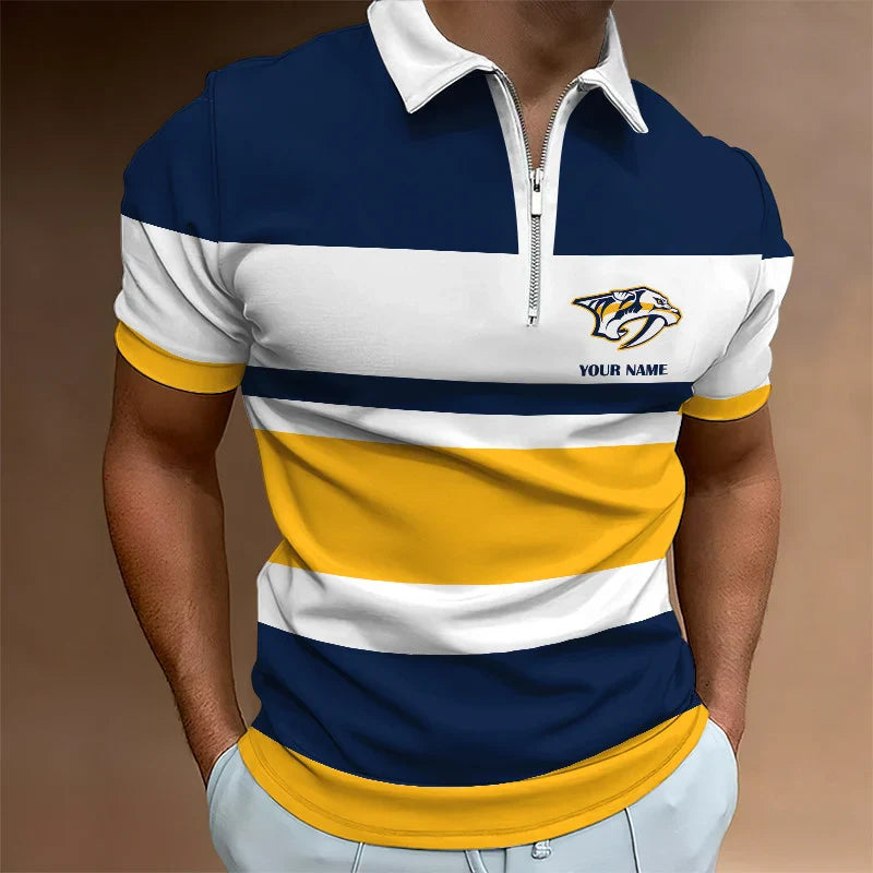LIMITED EDITION - NEW CUSTOMIZED NHL31 NV PREDATORS ZIP POLO SHIRT