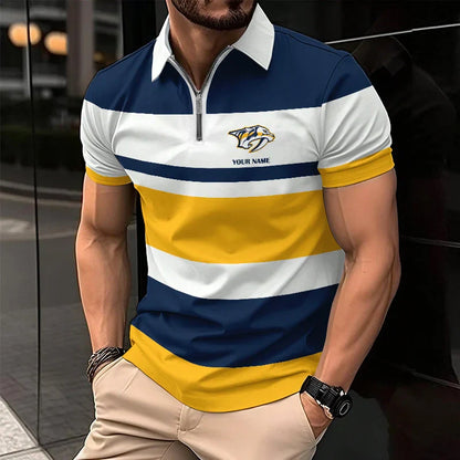 LIMITED EDITION - NEW CUSTOMIZED NHL31 NV PREDATORS ZIP POLO SHIRT
