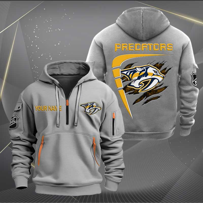 LIMITED EDITION - NEW CUSTOMIZED NHL31 NVP NASHVILLE PREDATORS QUARTER ZIP HOODIE
