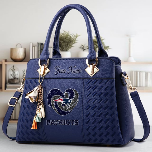 LIMITED EDITION - NEW CUSTOMIZED NFL27 NEP NEW ENGLAND PATRIOTS ZIP HANDBAG MULTICOLOR