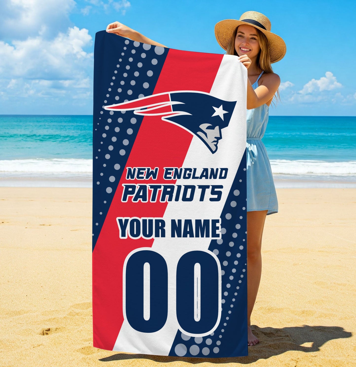 LIMITED EDITION - NEW CUSTOMIZED NFL27 NEP NEW ENGLAND PATRIOTS BEACH & BATH TOWEL