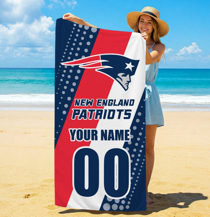 LIMITED EDITION - NEW CUSTOMIZED NFL27 NEP NEW ENGLAND PATRIOTS BEACH & BATH TOWEL