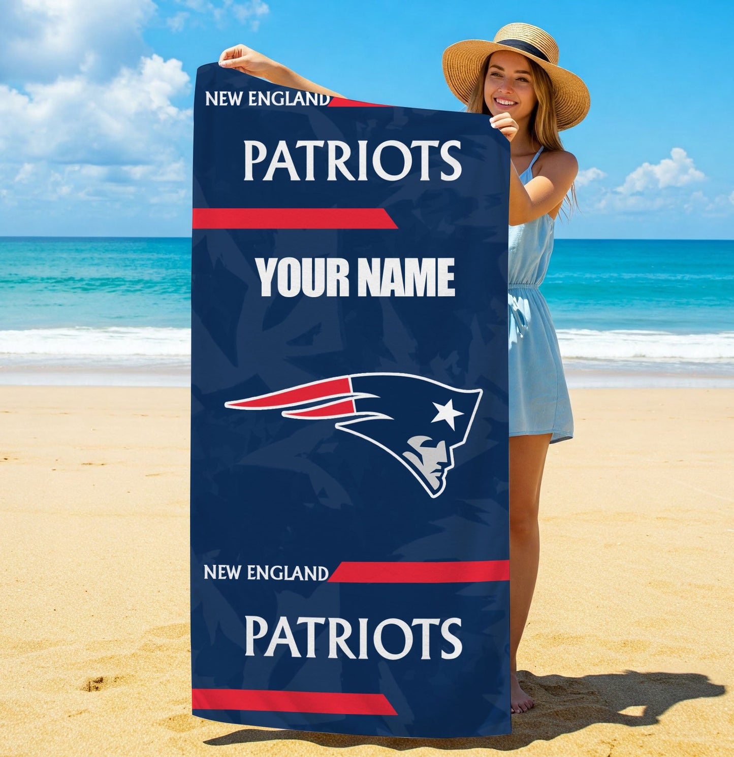 LIMITED EDITION - NEW CUSTOMIZED NFL27 NEP NEW ENGLAND PATRIOTS BEACH & BATH TOWEL
