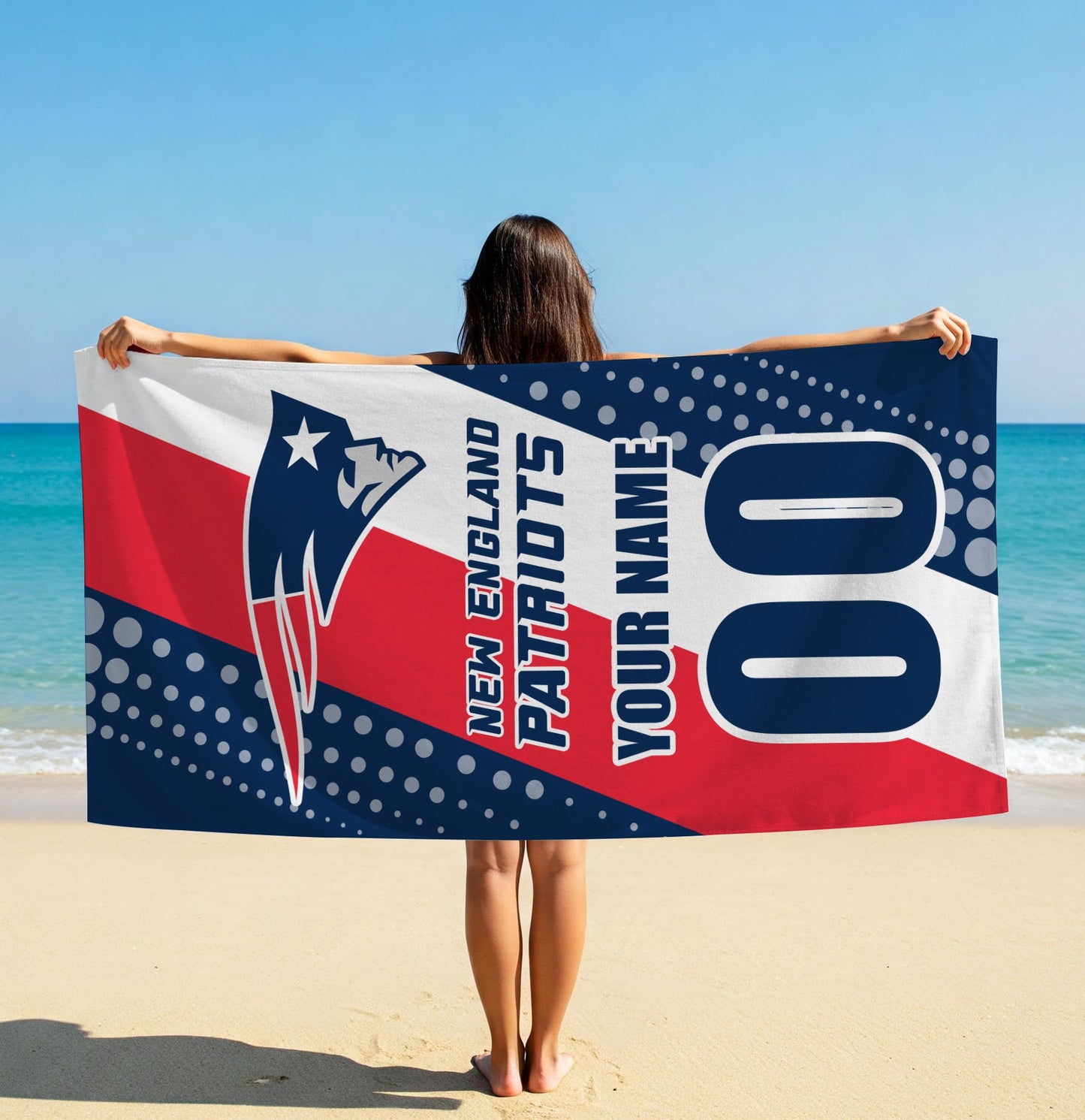 LIMITED EDITION - NEW CUSTOMIZED NFL27 NEP NEW ENGLAND PATRIOTS BEACH & BATH TOWEL