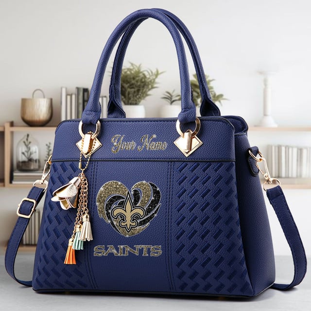 LIMITED EDITION - NEW CUSTOMIZED NFL24 NOS NEW ORLEANS SAINTS ZIP HANDBAG MULTICOLOR