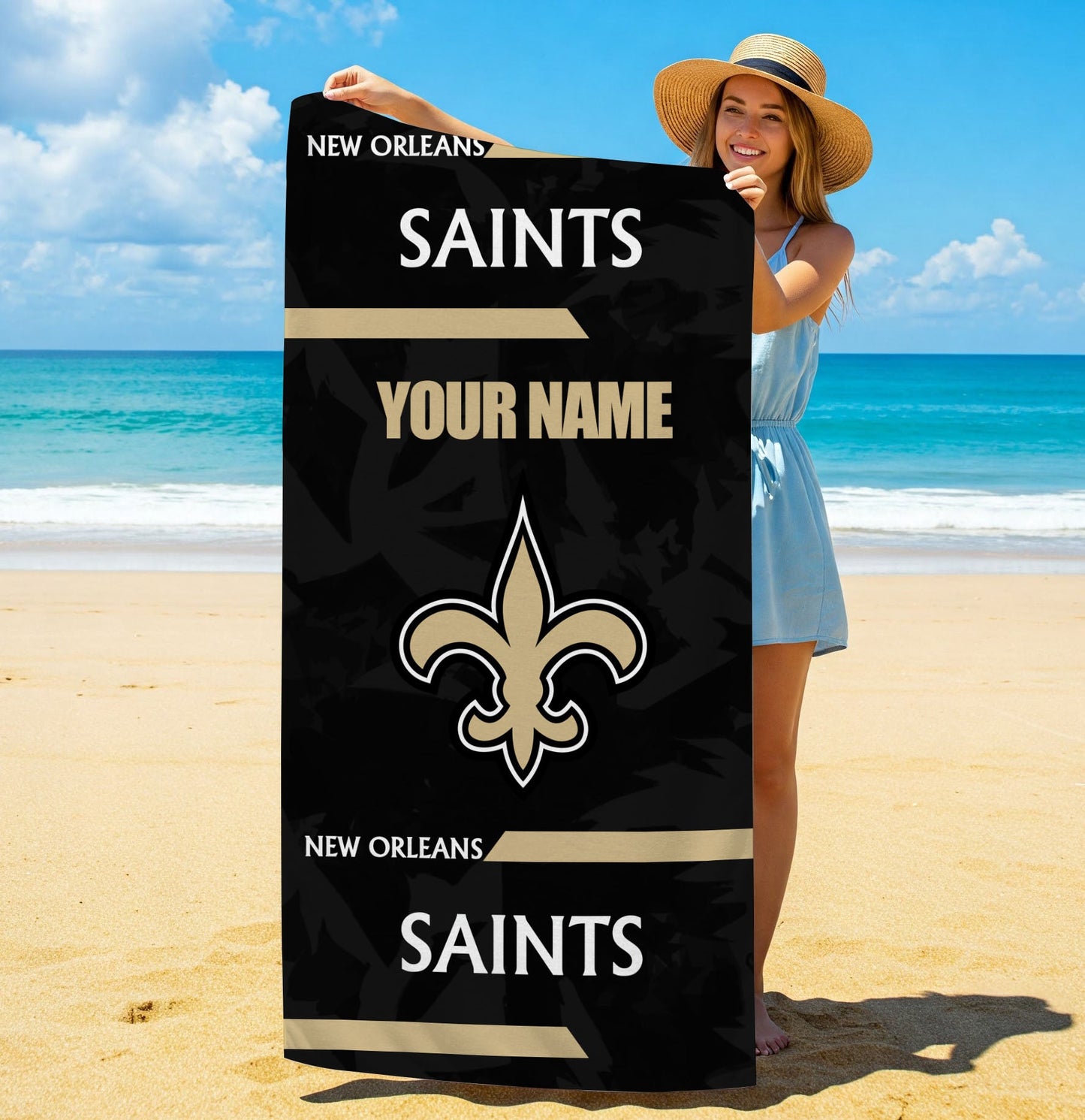LIMITED EDITION - NEW CUSTOMIZED NFL24 NOS NEW ORLEANS SAINTS BEACH & BATH TOWEL