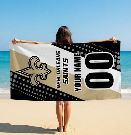 LIMITED EDITION - NEW CUSTOMIZED NFL24 NOS NEW ORLEANS SAINTS BEACH & BATH TOWEL
