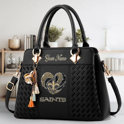 LIMITED EDITION - NEW CUSTOMIZED NFL24 NOS NEW ORLEANS SAINTS ZIP HANDBAG MULTICOLOR