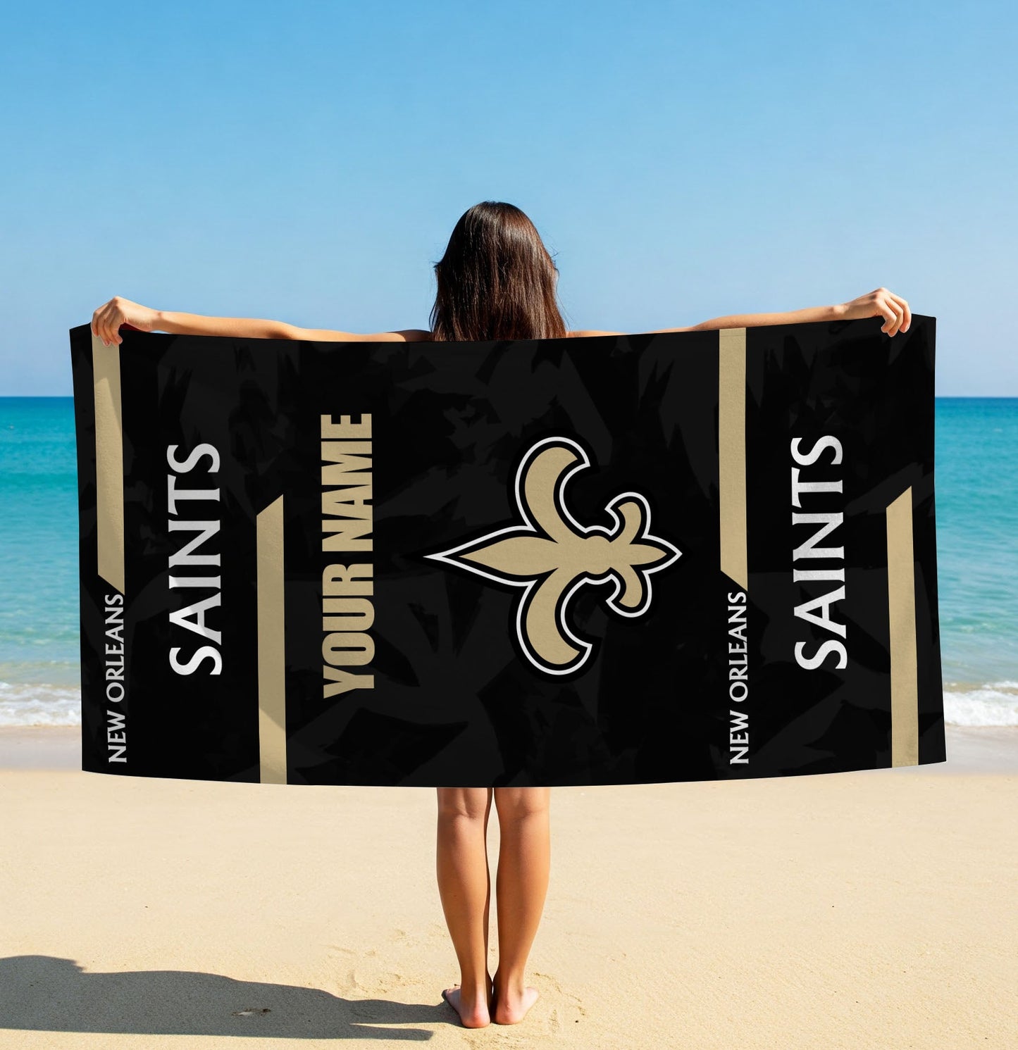 LIMITED EDITION - NEW CUSTOMIZED NFL24 NOS NEW ORLEANS SAINTS BEACH & BATH TOWEL