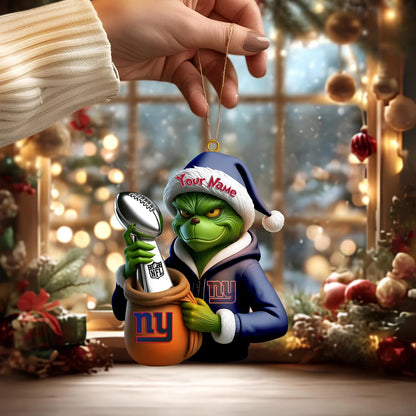 LIMITED EDITION - NEW CUSTOMIZED NFL32 NYG NEW YORK GIANTS THE GRINCH ACRYLIC ORNAMENT