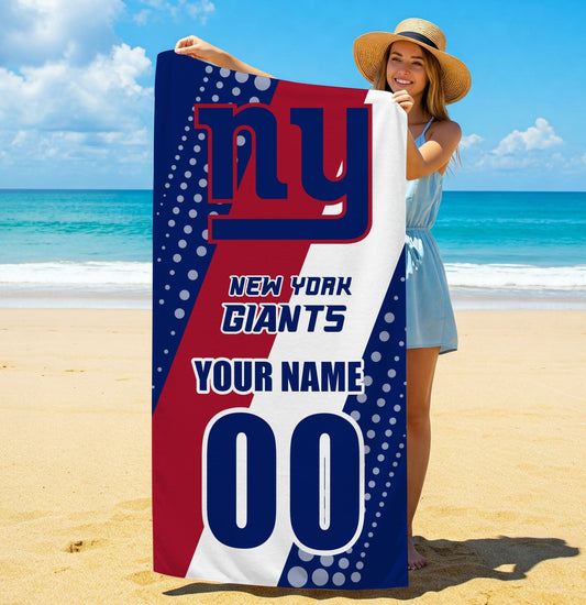 LIMITED EDITION - NEW CUSTOMIZED NFL32 NYG NEW YORK GIANTS BEACH & BATH TOWEL