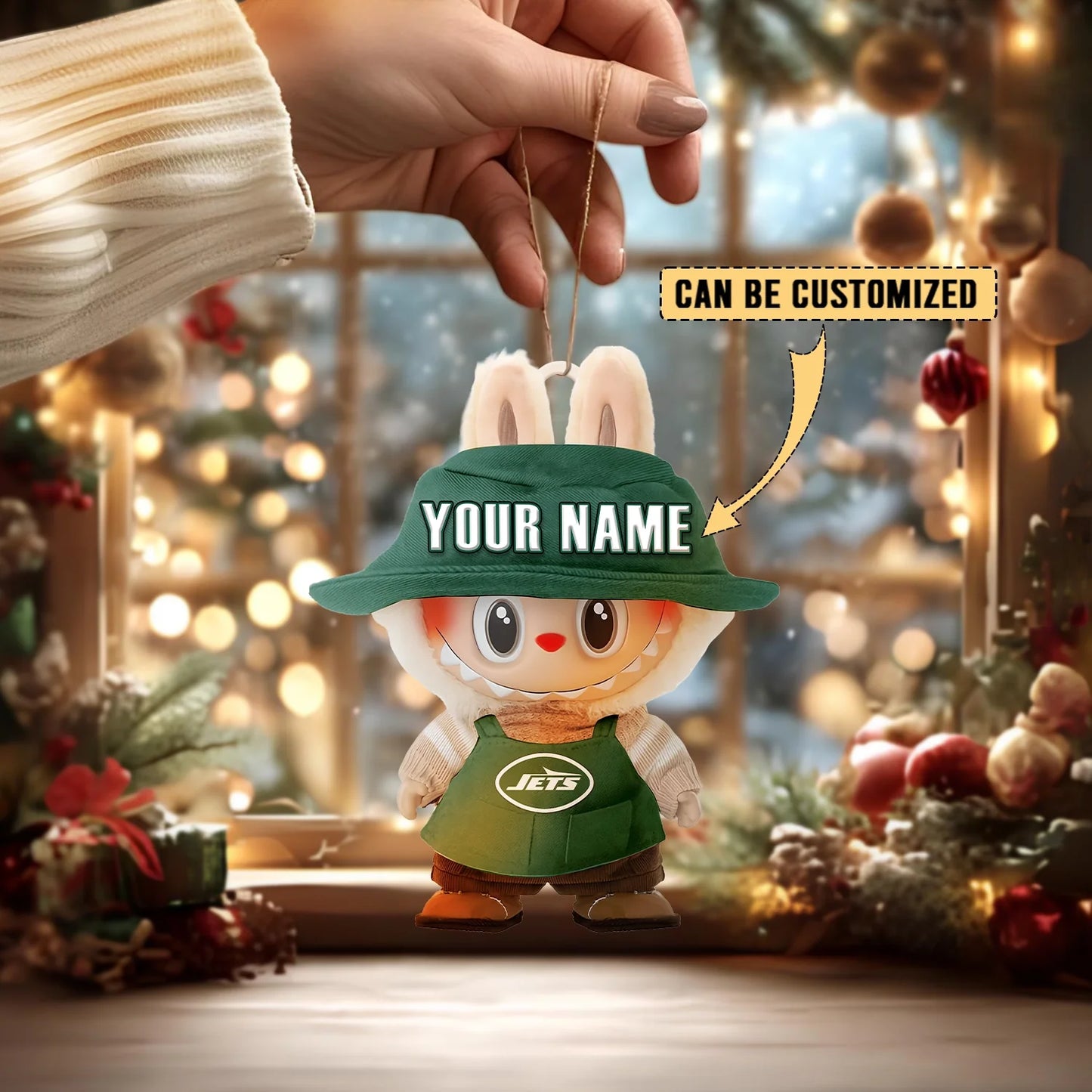 LIMITED EDITION - NEW CUSTOMIZED NFL25 NYJ NEW YORK JETS LABUBU CHRISTMAS ACRYLIC ORNAMENT