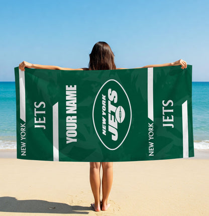 LIMITED EDITION - NEW CUSTOMIZED NFL25 NYJ NEW YORK JETS BEACH & BATH TOWEL