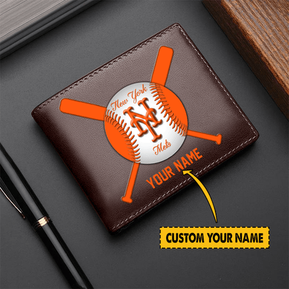 LIMITED EDITION - NEW CUSTOMIZED MLB17 NY METS LEATHER WALLET