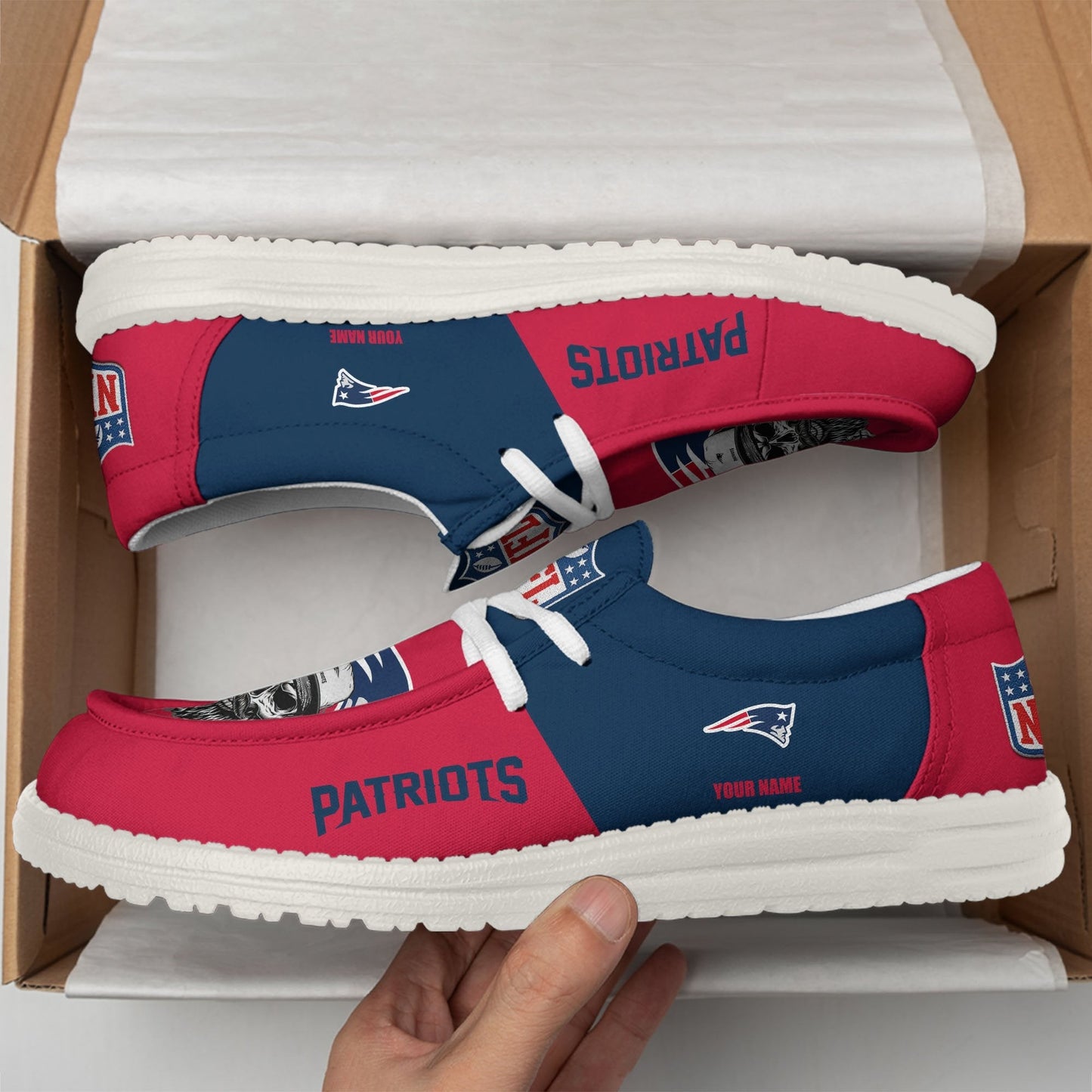 LIMITED EDITION - NEW CUSTOMIZED NFL27 NEP NEW ENGLAND PATRIOTS LOAFER SHOES