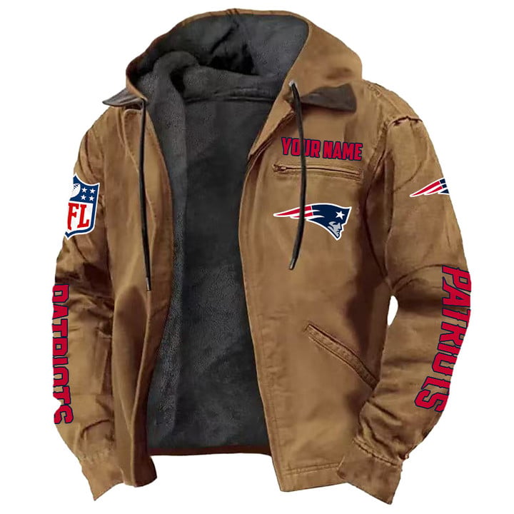 LIMITED EDITION - NEW CUSTOMIZED NFL27 NEP NEW ENGLAND PATRIOTS HOODED CARDIGAN JACKET