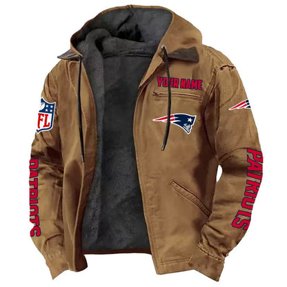 LIMITED EDITION - NEW CUSTOMIZED NFL27 NEP NEW ENGLAND PATRIOTS HOODED CARDIGAN JACKET