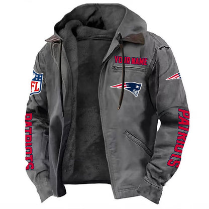 LIMITED EDITION - NEW CUSTOMIZED NFL27 NEP NEW ENGLAND PATRIOTS HOODED CARDIGAN JACKET