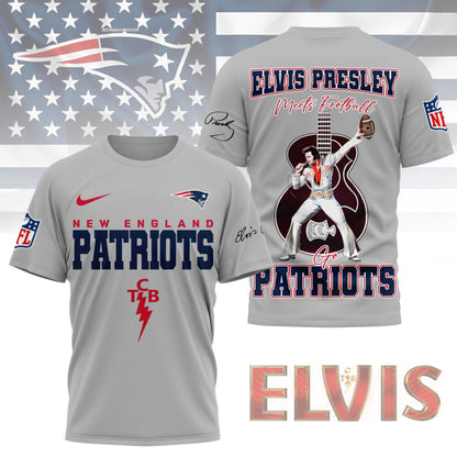 LIMITED EDITION - NEW CUSTOMIZED NFL27 NEP NEW ENGLAND PATRIOTS X ELVIS PRESLEY FAN 3D SHIRT