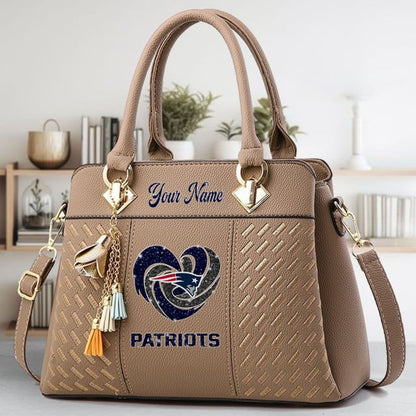 LIMITED EDITION - NEW CUSTOMIZED NFL27 NEP NEW ENGLAND PATRIOTS ZIP HANDBAG MULTICOLOR