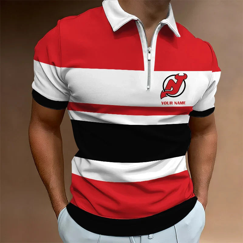 LIMITED EDITION - NEW CUSTOMIZED NHL06 NJ DEVILS ZIP POLO SHIRT