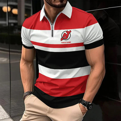 LIMITED EDITION - NEW CUSTOMIZED NHL06 NJ DEVILS ZIP POLO SHIRT