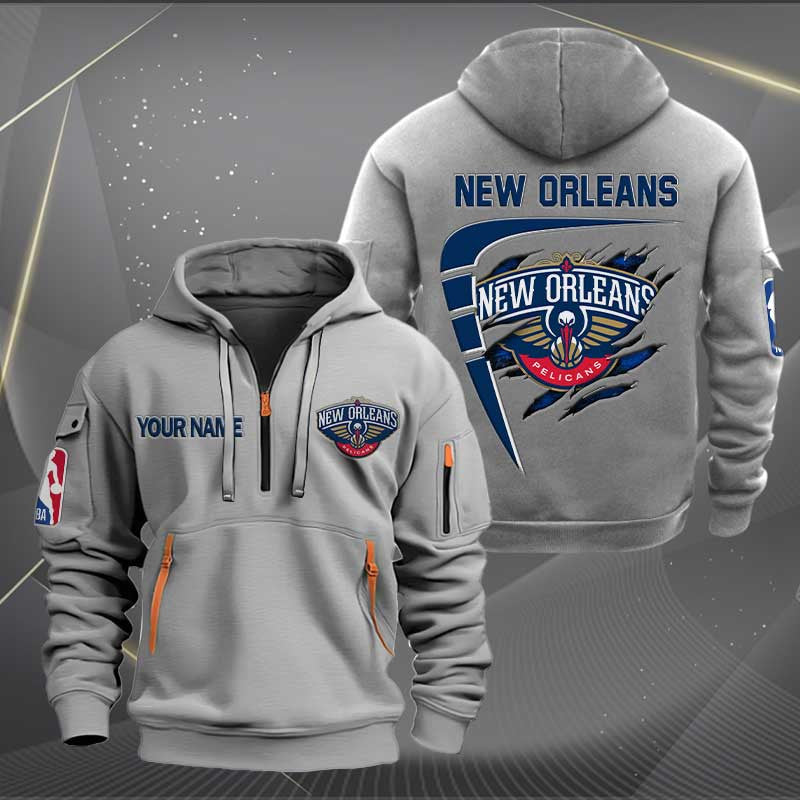 LIMITED EDITION - NEW CUSTOMIZED NBA30 NO NEW ORLEANS PELICANS QUARTER ZIP HOODIE