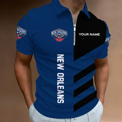 LIMITED EDITION - NEW CUSTOMIZED NBA30 NO NEW ORLEANS PELICANS ZIP POLO SHIRT