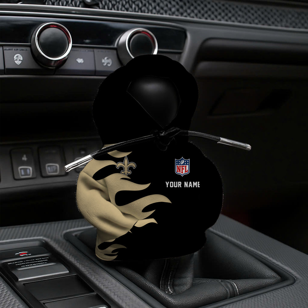 LIMITED EDITION - NEW CUSTOMIZED NFL24 NOS NEW ORLEANS SAINTS CAR HOODIE SHIFT KNOB COVER