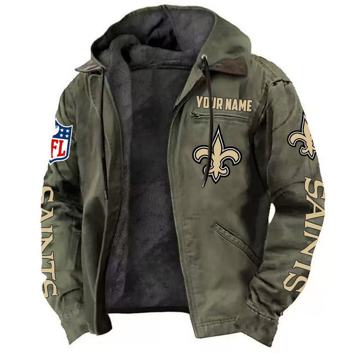 LIMITED EDITION - NEW CUSTOMIZED NFL24 NOS NEW ORLEANS SAINTS HOODED CARDIGAN JACKET