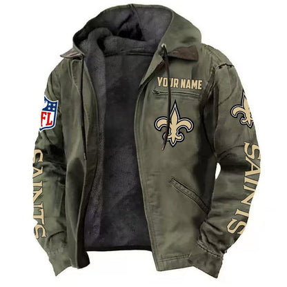 LIMITED EDITION - NEW CUSTOMIZED NFL24 NOS NEW ORLEANS SAINTS HOODED CARDIGAN JACKET