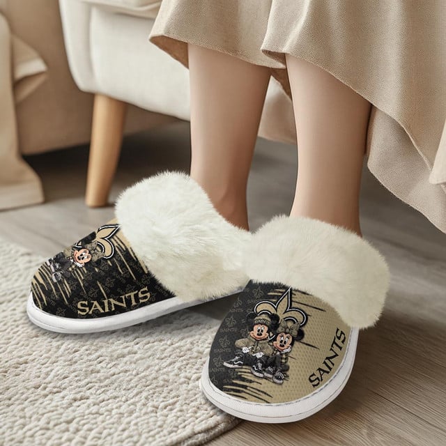 LIMITED EDITION - NEW CUSTOMIZED NFL24 NOS NEW ORLEANS SAINTS COTTON SLIPPERS