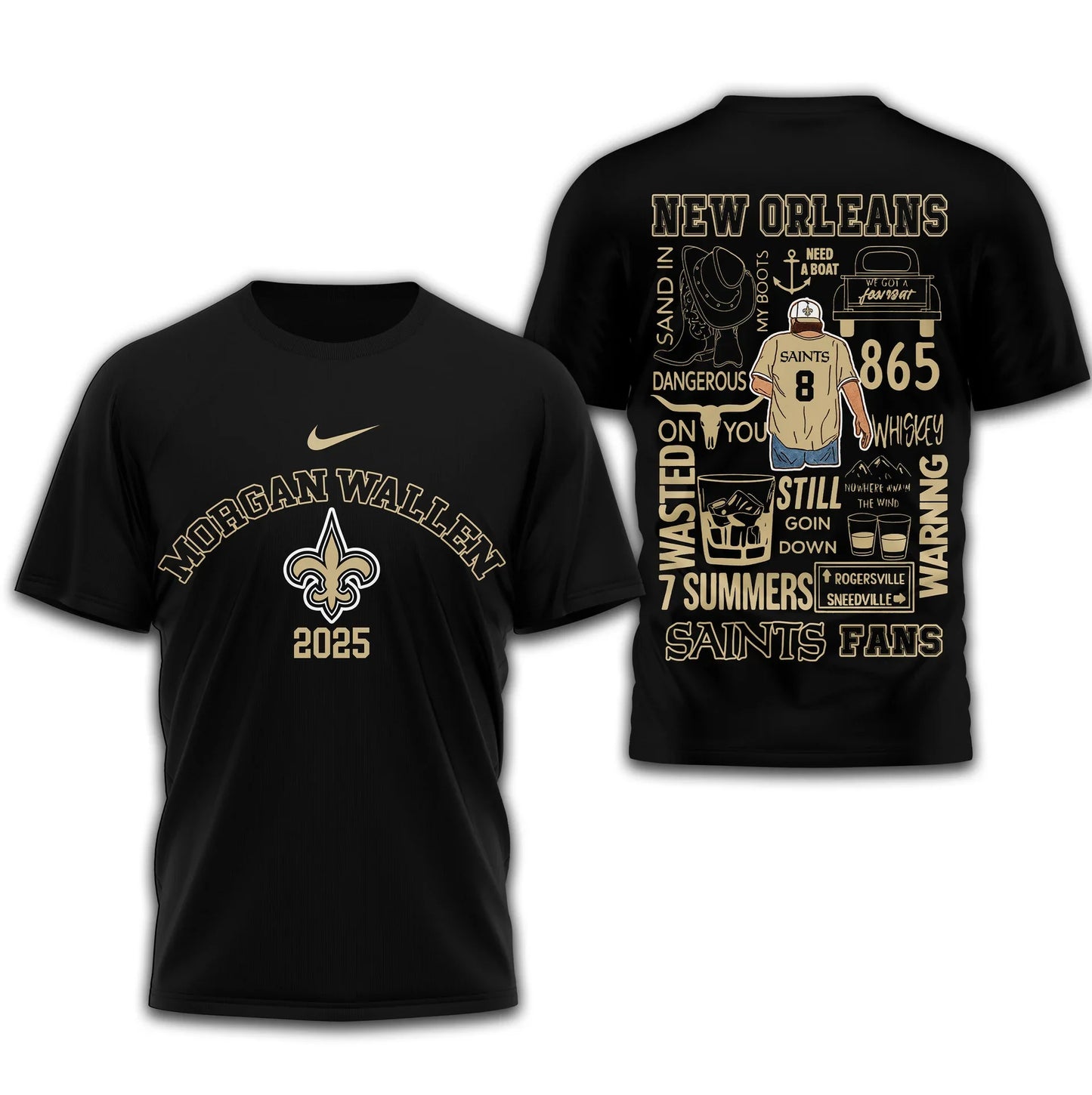 LIMITED EDITION - NEW CUSTOMIZED NFL24 NOS NEW ORLEANS SAINTS T-SHIRT | MULTIPLE COLORS AVAILABLE