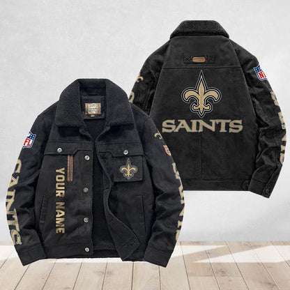 LIMITED EDITION - NEW CUSTOMIZED NFL24 NOS NEW ORLEANS SAINTS FLEECE JACKET