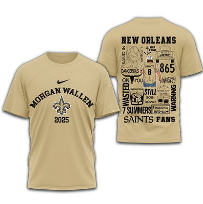 LIMITED EDITION - NEW CUSTOMIZED NFL24 NOS NEW ORLEANS SAINTS T-SHIRT | MULTIPLE COLORS AVAILABLE