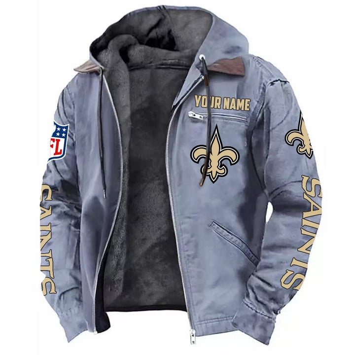 LIMITED EDITION - NEW CUSTOMIZED NFL24 NOS NEW ORLEANS SAINTS HOODED CARDIGAN JACKET
