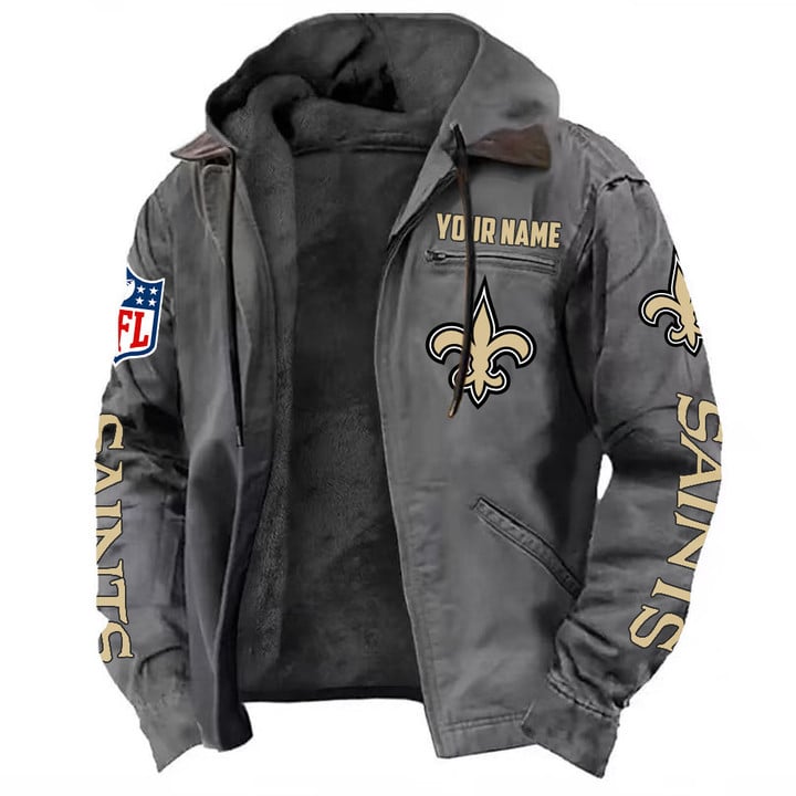 LIMITED EDITION - NEW CUSTOMIZED NFL24 NOS NEW ORLEANS SAINTS HOODED CARDIGAN JACKET