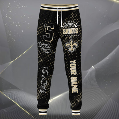 LIMITED EDITION - NEW CUSTOMIZED NFL24 NOS NEW ORLEANS SAINTS SATIN VARSITY JACKET & LONG PANTS