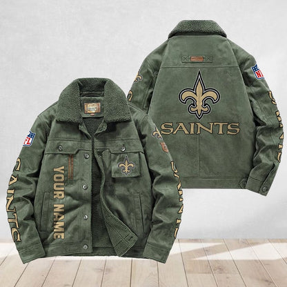 LIMITED EDITION - NEW CUSTOMIZED NFL24 NOS NEW ORLEANS SAINTS FLEECE JACKET