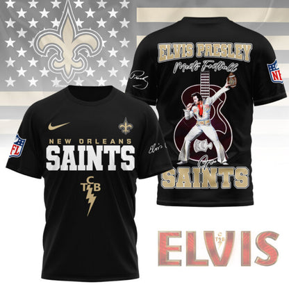 LIMITED EDITION - NEW CUSTOMIZED NFL24 NOS NEW ORLEANS SAINTS X ELVIS PRESLEY FAN 3D SHIRT