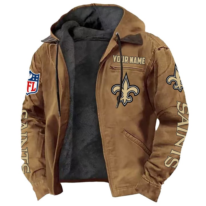 LIMITED EDITION - NEW CUSTOMIZED NFL24 NOS NEW ORLEANS SAINTS HOODED CARDIGAN JACKET