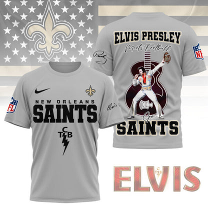 LIMITED EDITION - NEW CUSTOMIZED NFL24 NOS NEW ORLEANS SAINTS X ELVIS PRESLEY FAN 3D SHIRT