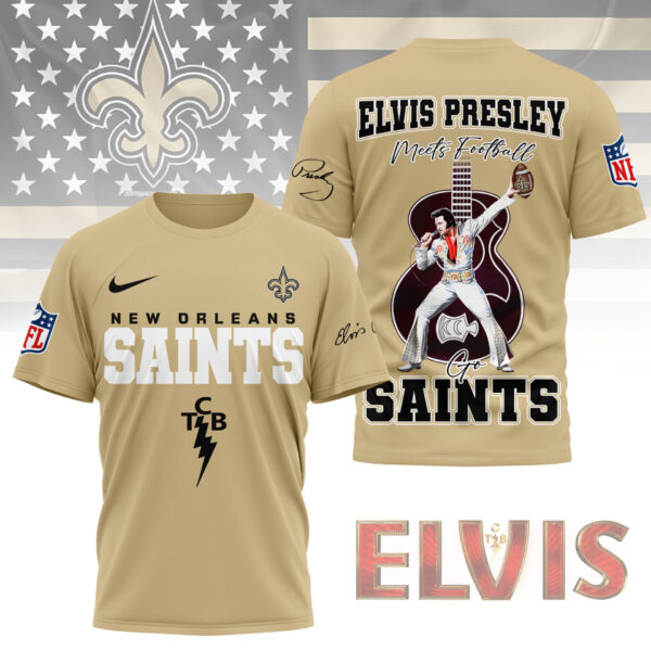 LIMITED EDITION - NEW CUSTOMIZED NFL24 NOS NEW ORLEANS SAINTS X ELVIS PRESLEY FAN 3D SHIRT