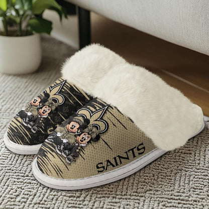 LIMITED EDITION - NEW CUSTOMIZED NFL24 NOS NEW ORLEANS SAINTS COTTON SLIPPERS