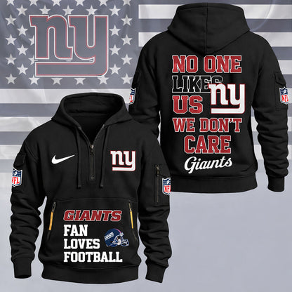 LIMITED EDITION - NEW CUSTOMIZED NFL32 NYG NEW YORK GIANTS QUARTER ZIP HOODIE