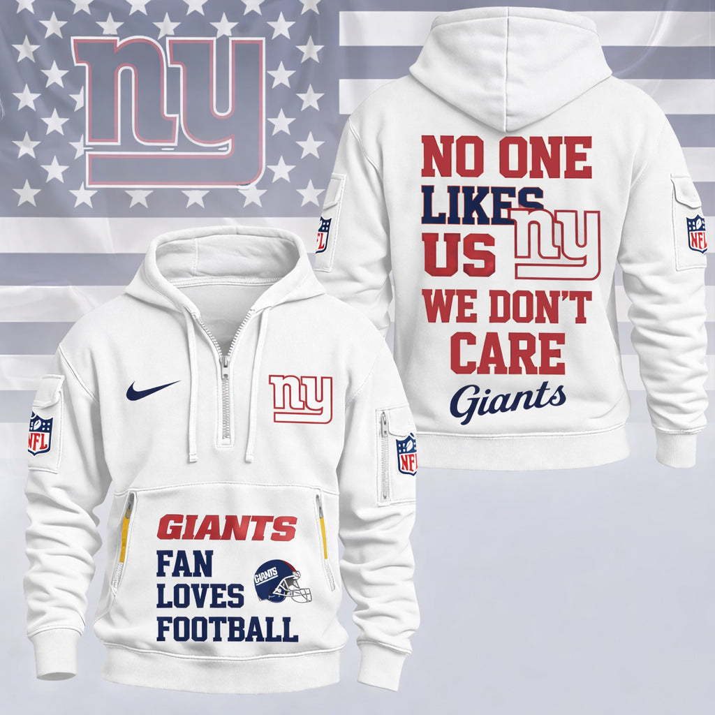 LIMITED EDITION - NEW CUSTOMIZED NFL32 NYG NEW YORK GIANTS QUARTER ZIP HOODIE