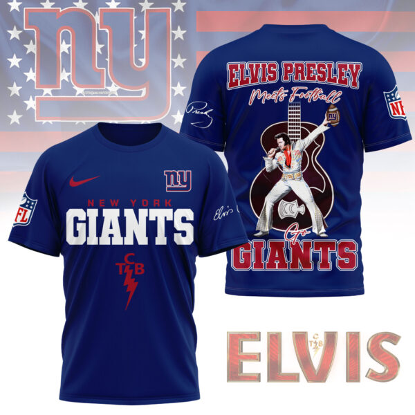 LIMITED EDITION - NEW CUSTOMIZED NFL32 NYG NEW YORK GIANTS X ELVIS PRESLEY FAN 3D SHIRT